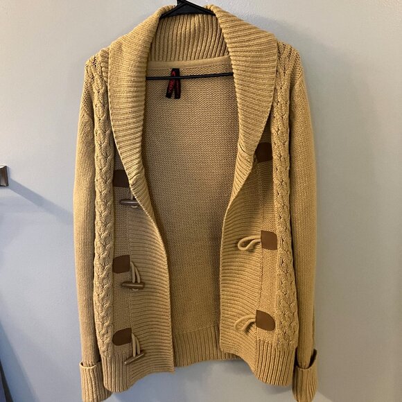 Yoki Womens Cable Knit Cardigan Sweater Tan Size Medium🙂 - Picture 4 of 7